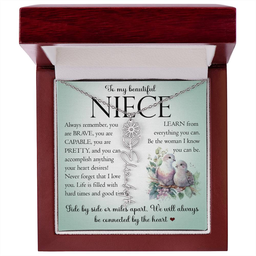 Niece Gift, Name Flower Necklace