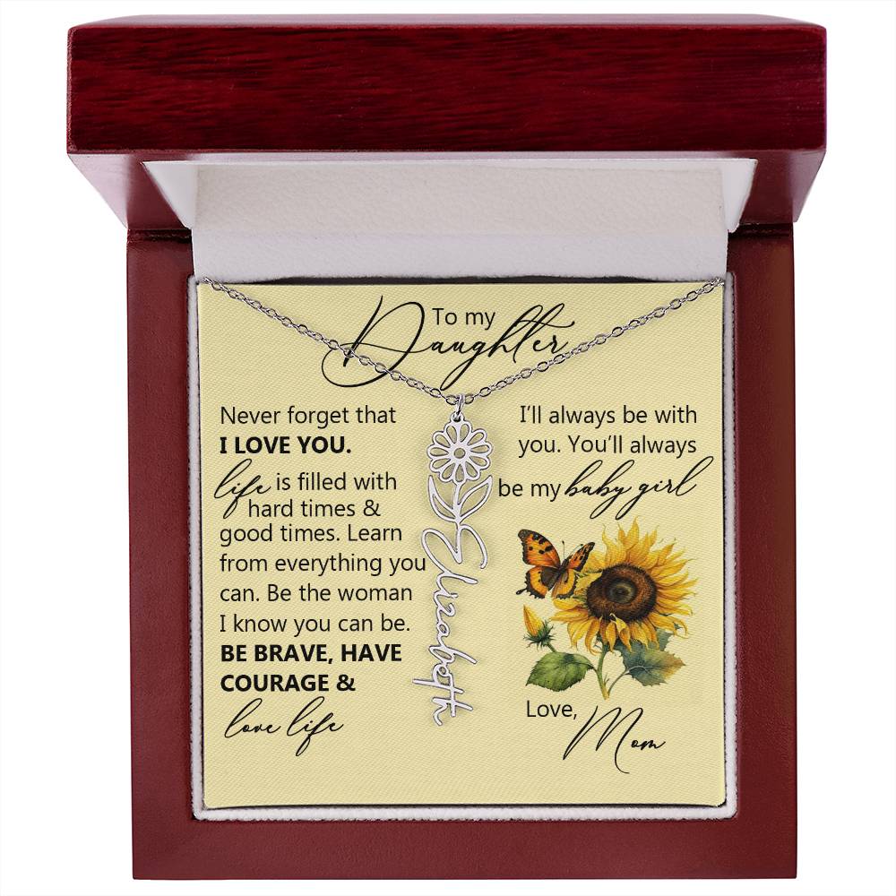 To My Daughter, Name Flower Necklace