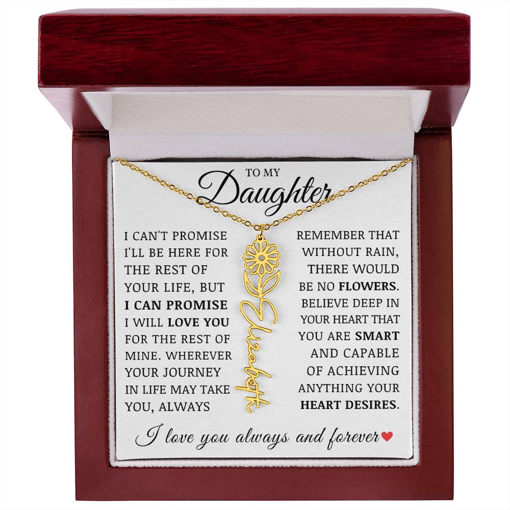To My Daughter, Customized Name Necklace with Birth Flower, Birthday Christmas Graduation Gift for Her
