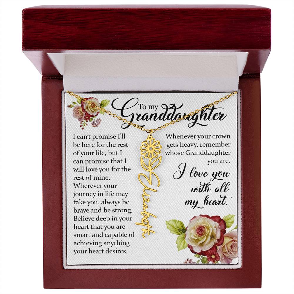 To My Granddaughter, Name Flower Necklace