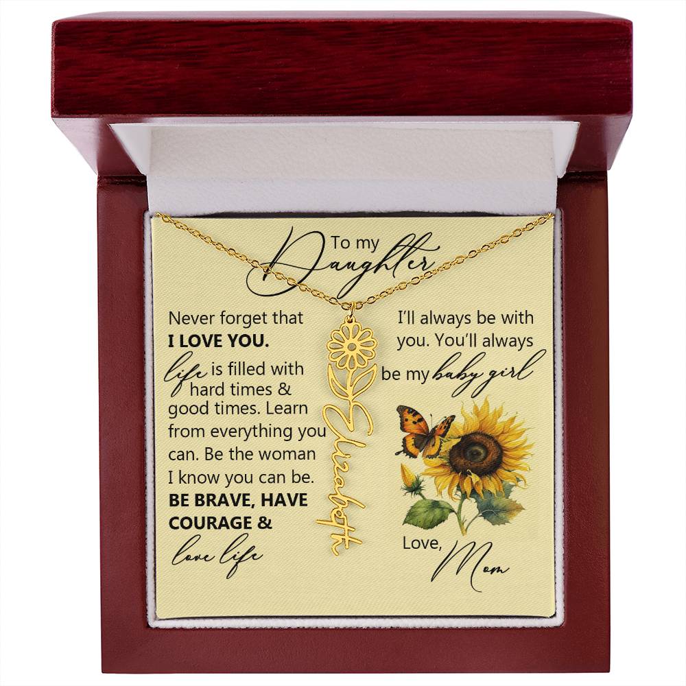 To My Daughter, Name Flower Necklace