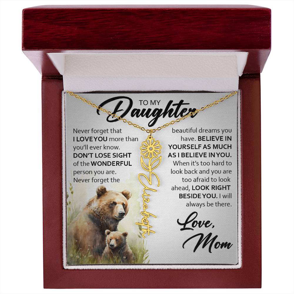Custom Name Flower Necklace, Daughter Gift