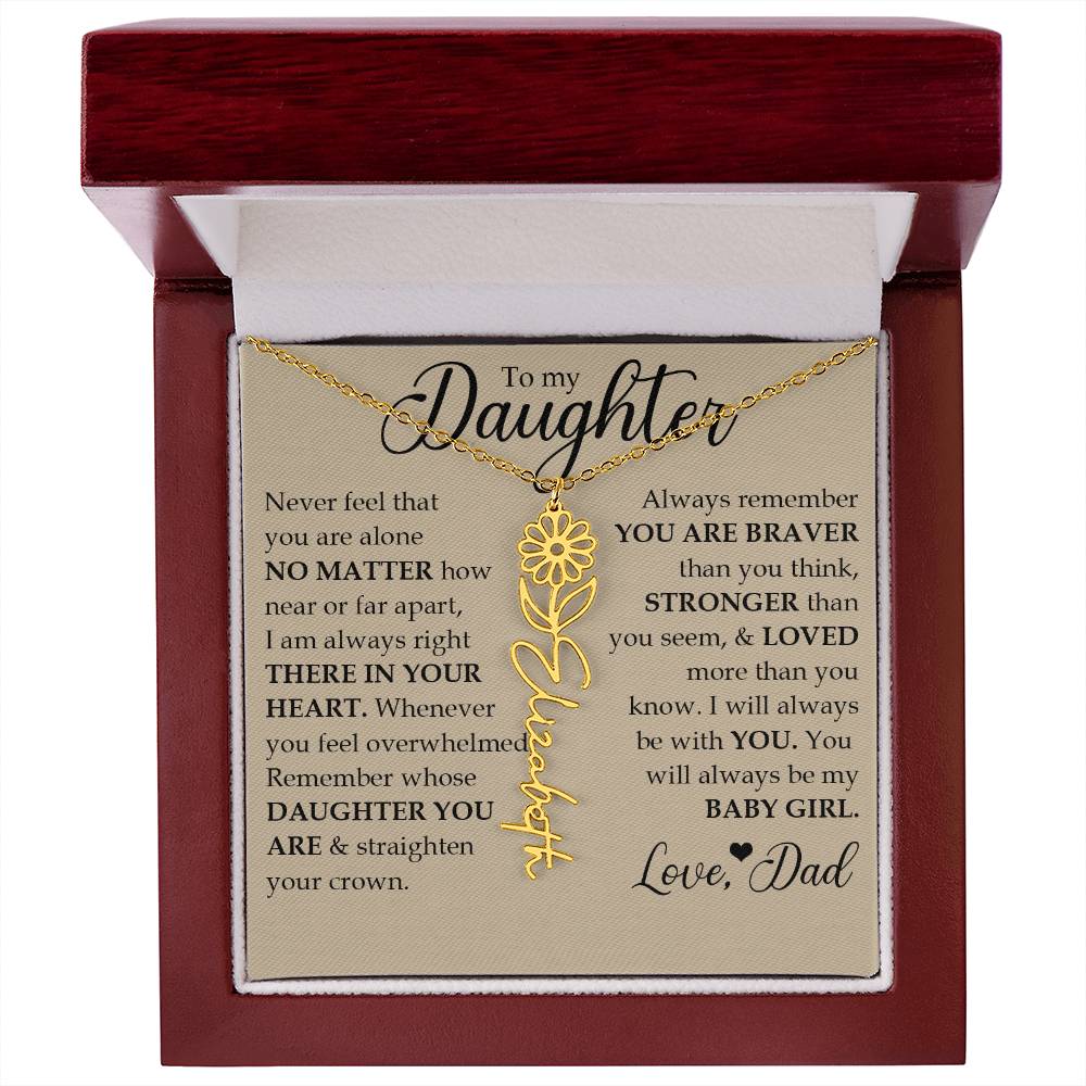 To My Daughter, Name Flower Necklace