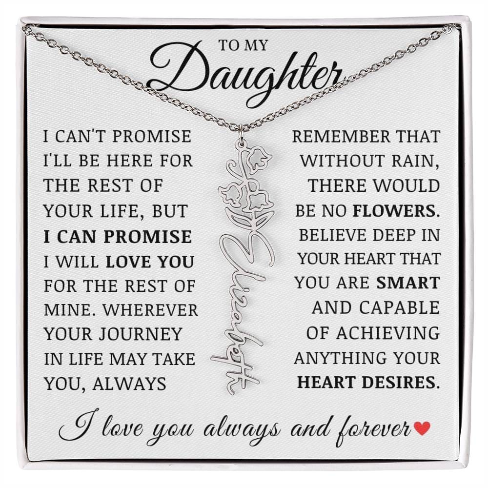 To My Daughter, Customized Name Necklace with Birth Flower, Birthday Christmas Graduation Gift for Her