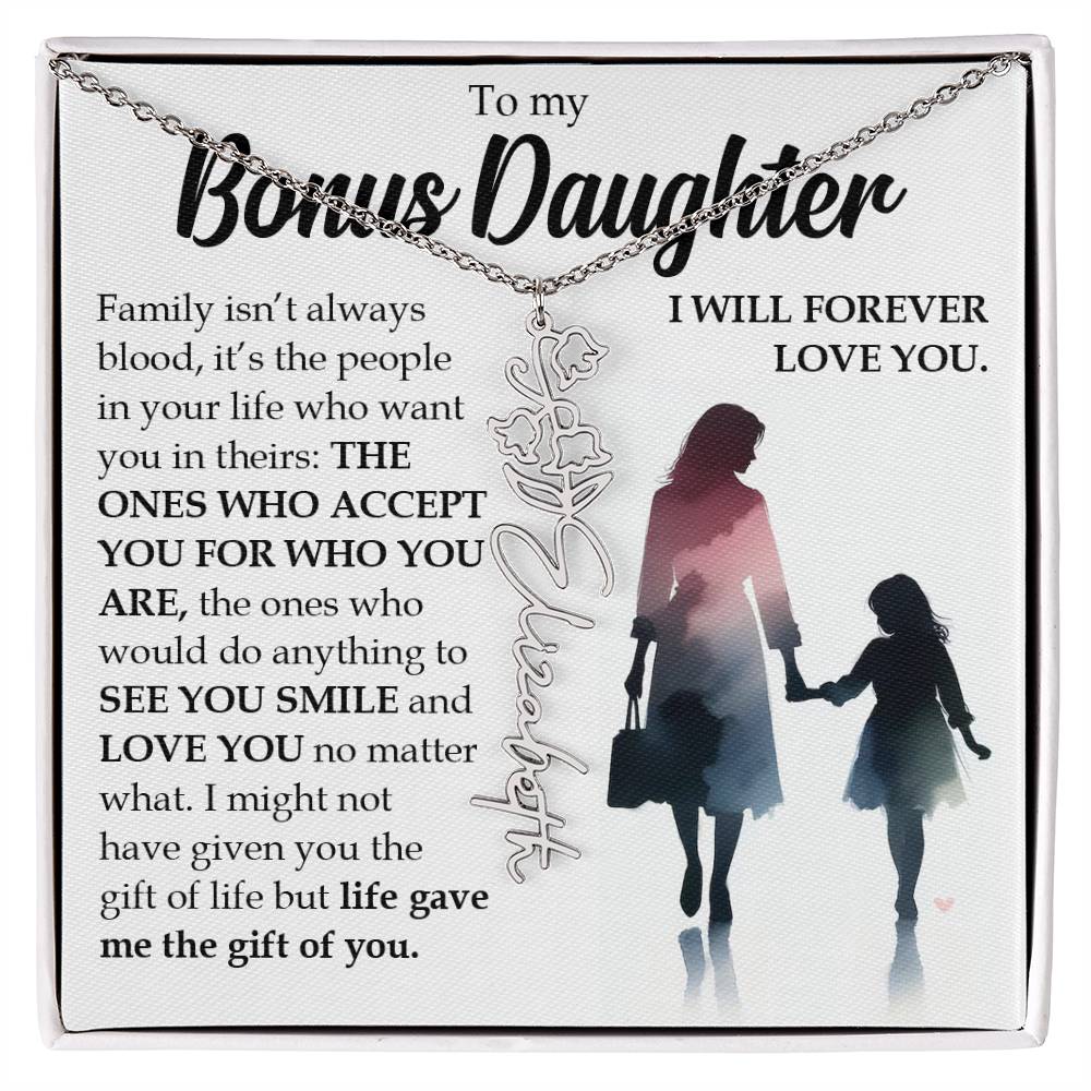 Bonus Daughter Gift, Name Flower Birth Month Necklace