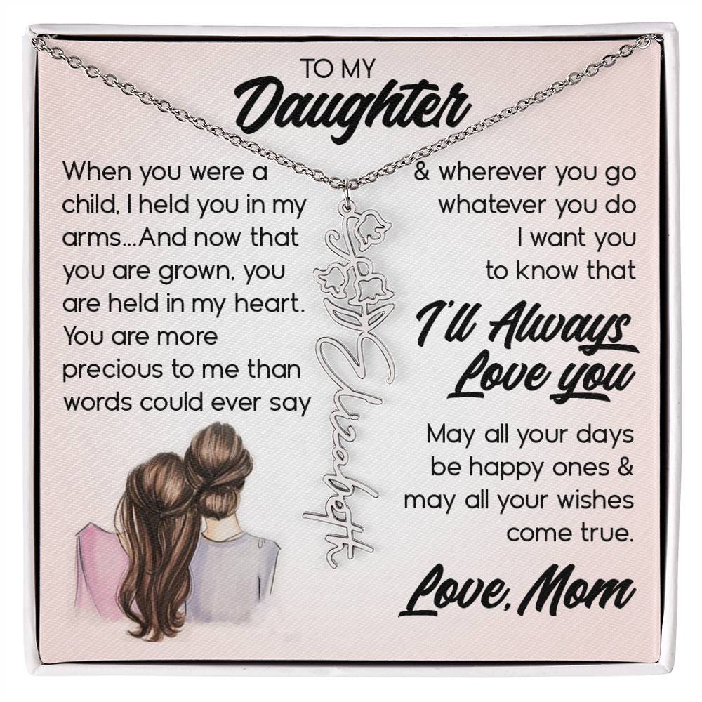 To My Daughter, Name Flower Necklace