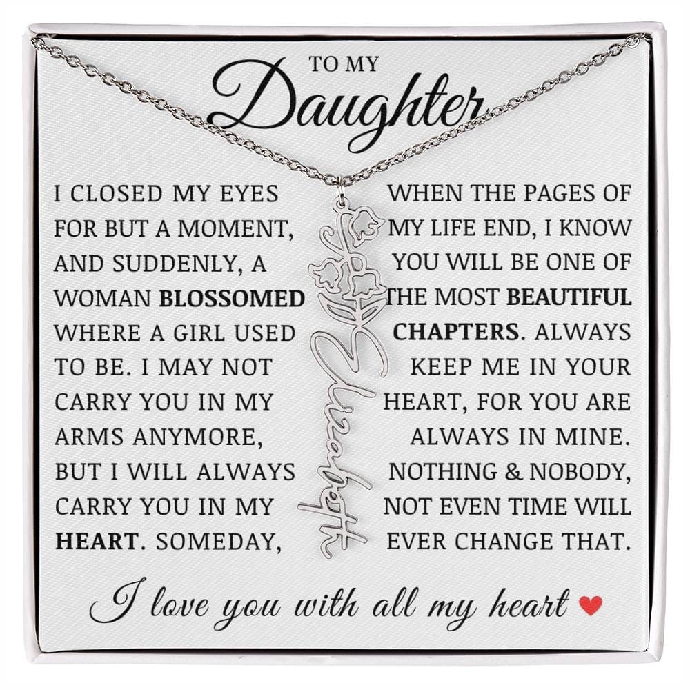 To My Daughter, Customized Birth Flower Name Necklace, Birthday Christmas Graduation Gift for Her