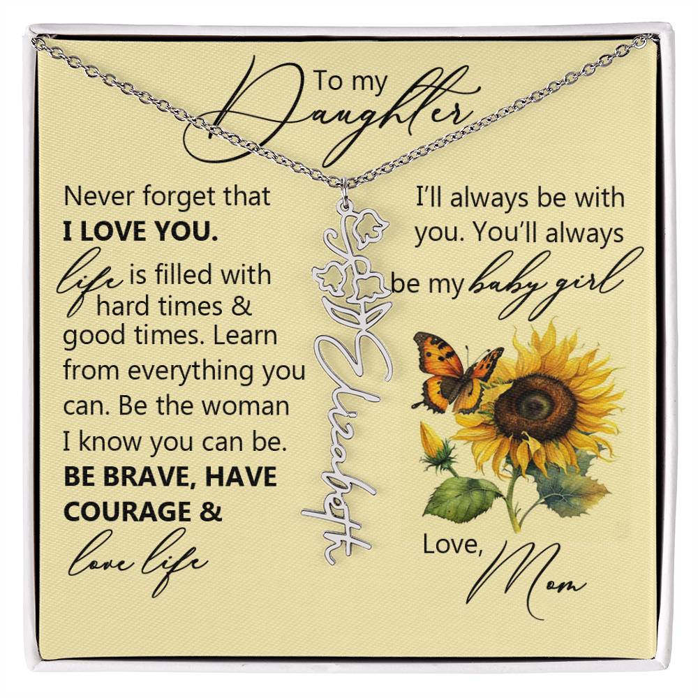To My Daughter, Name Flower Necklace