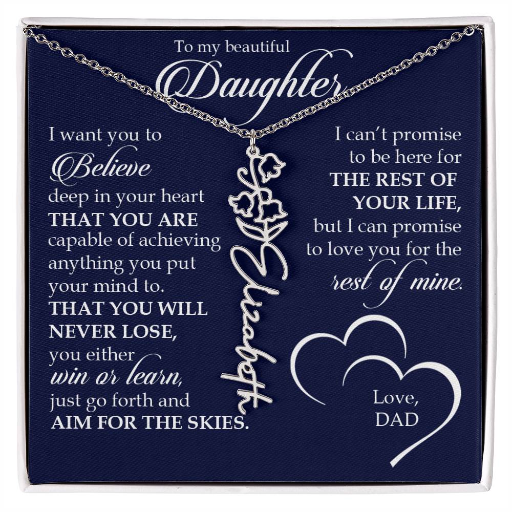 To My Beautiful Daughter, Name Flower Necklace