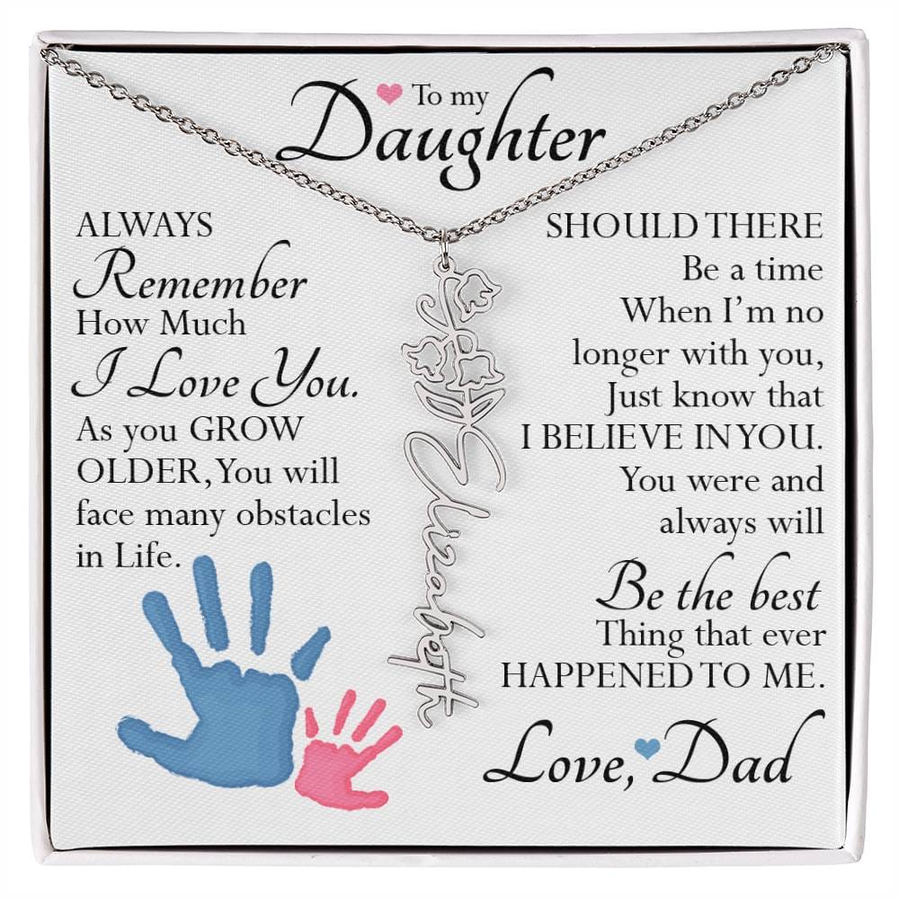 To My Daughter, Name Flower Necklace