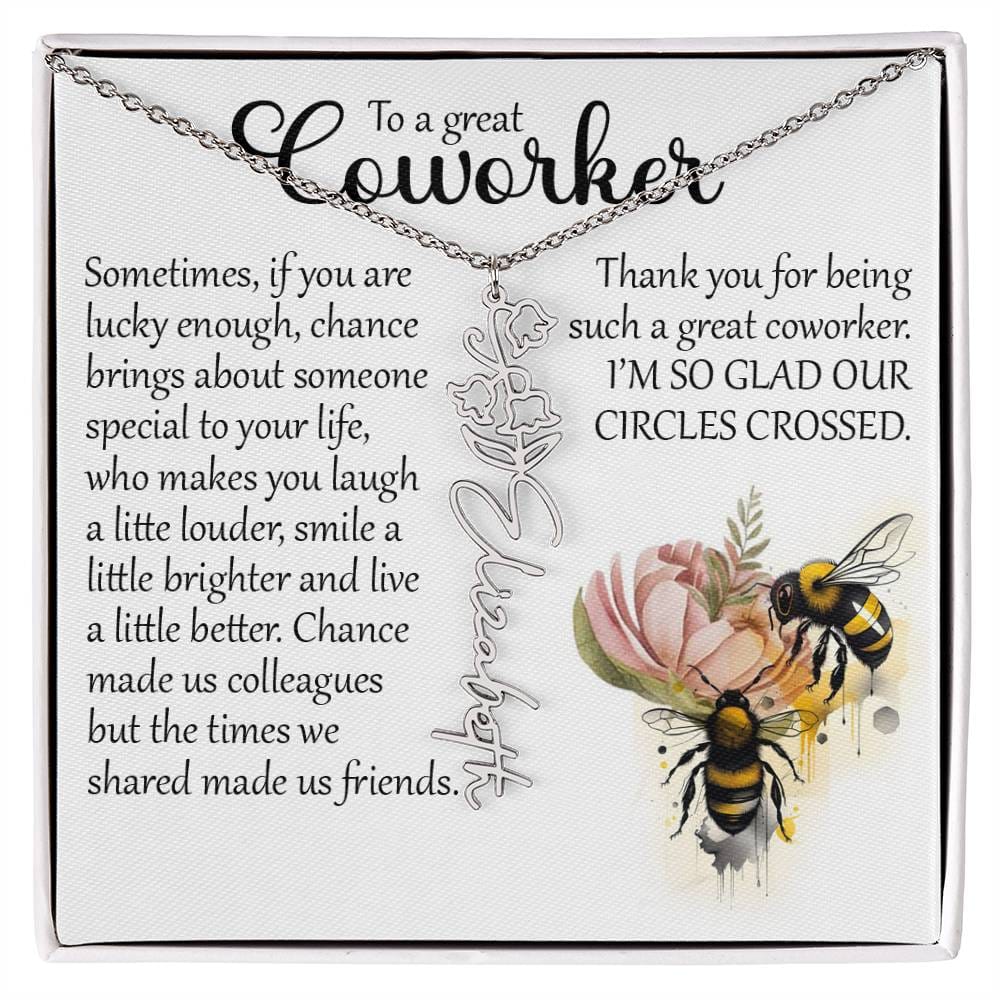 Coworker Gift, Custom Birth Month Name Flower Necklace for Colleague