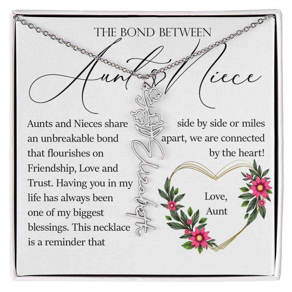 Aunt and Niece Gift, Name Flower Necklace