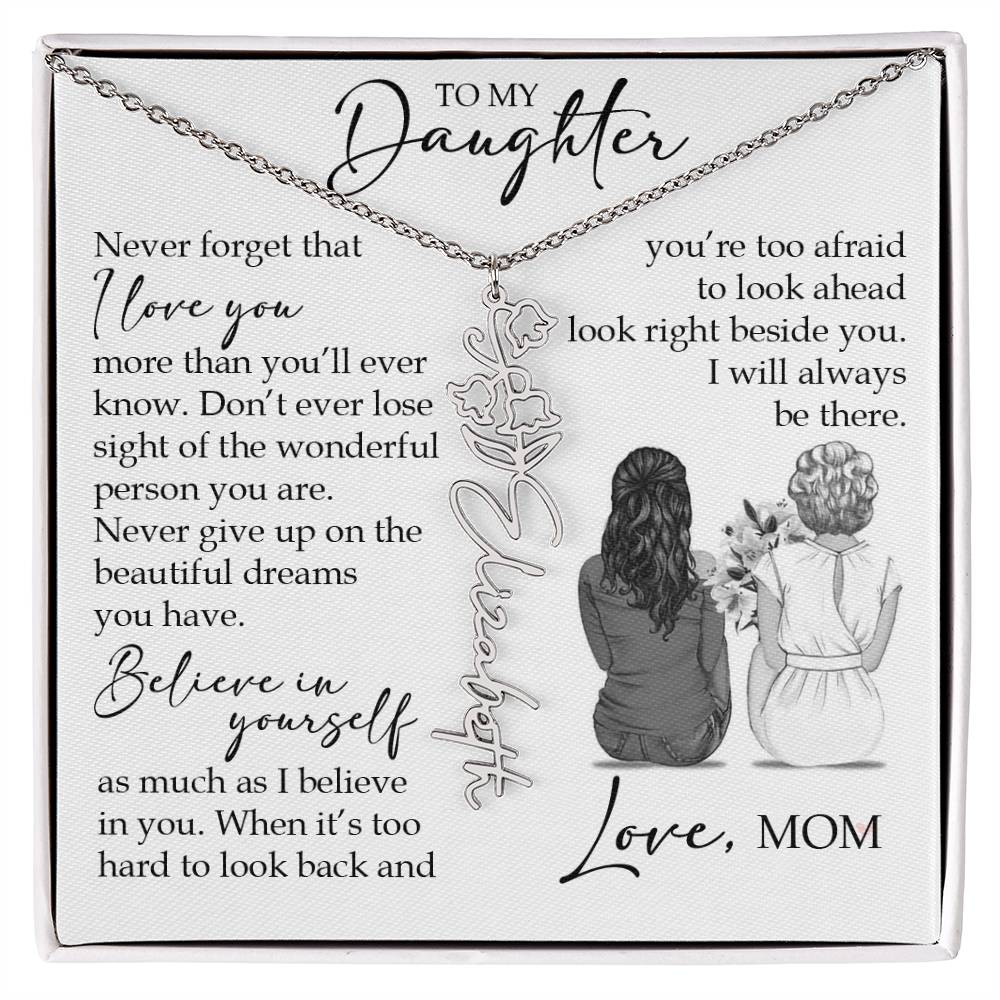To My Daughter, Birth Flower Name Necklace