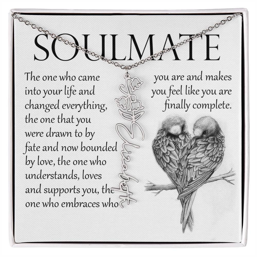 Soulmate Gift, Name Flower Necklace