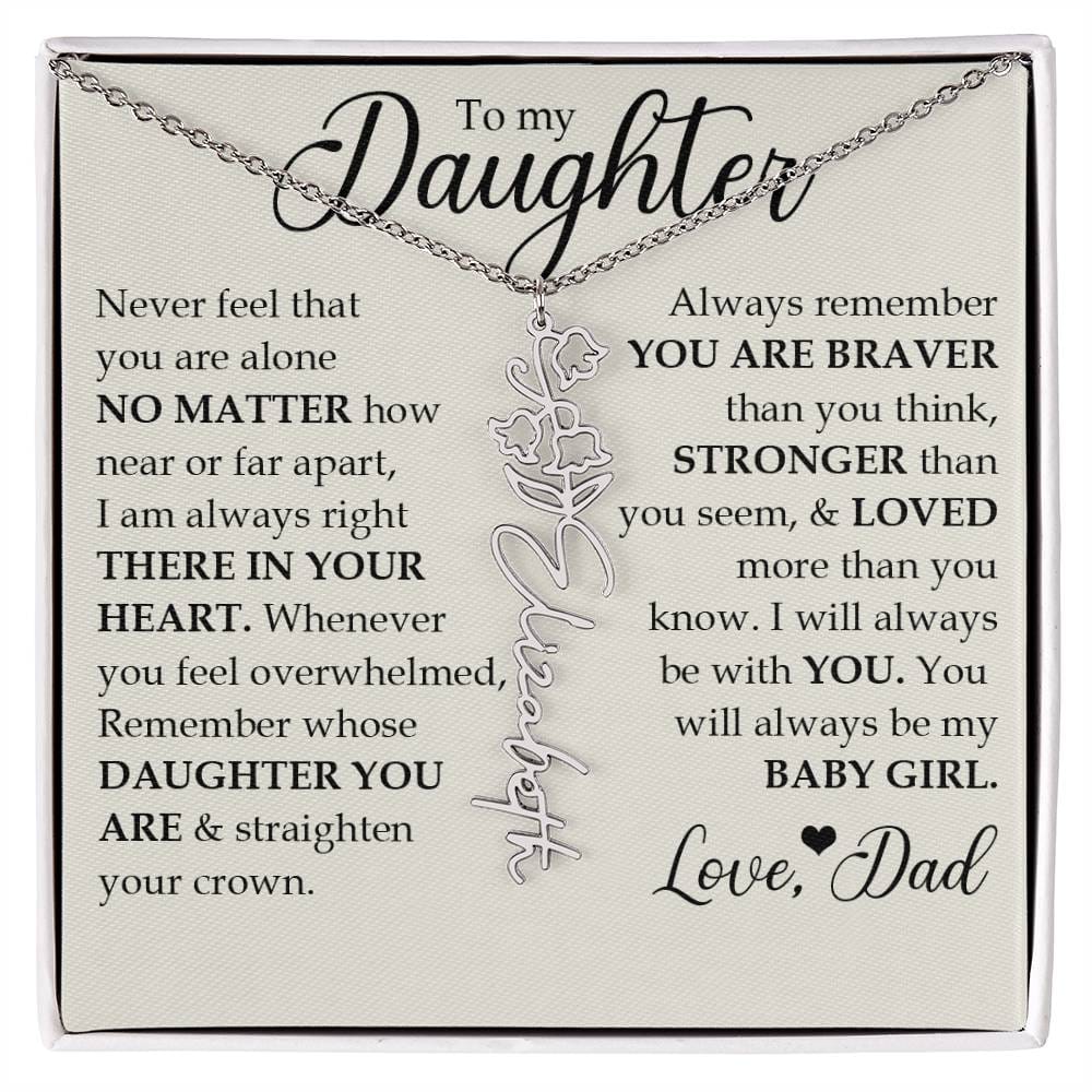 To My Daughter, Name Flower Necklace