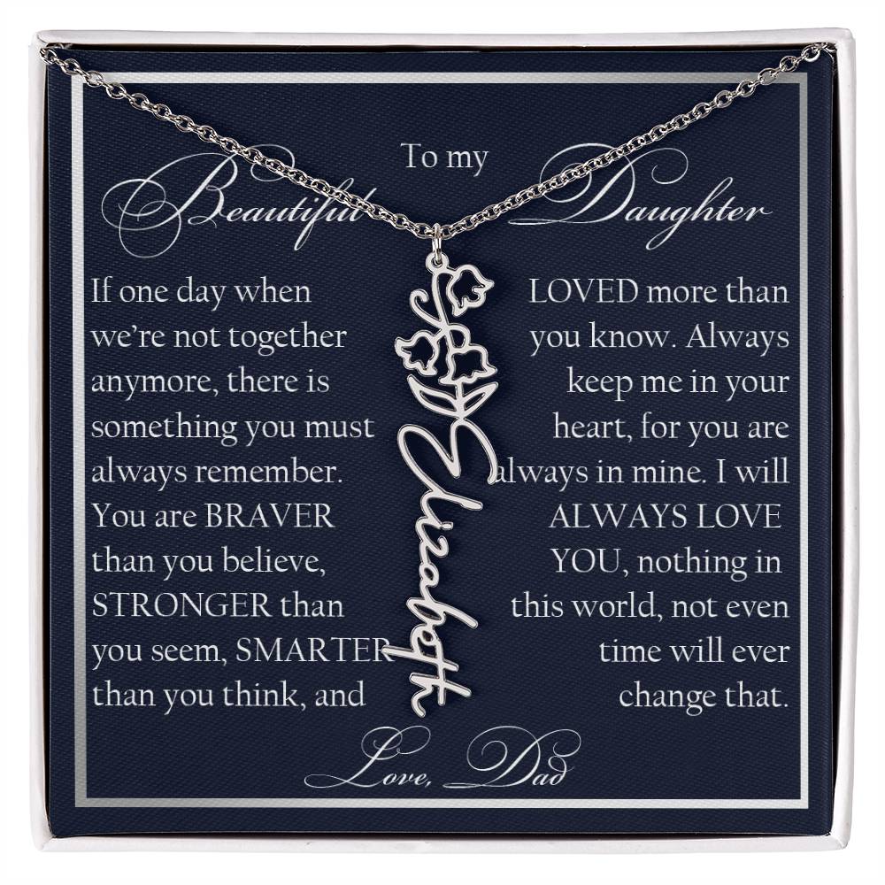 To My Beautiful Daughter, Name Flower Necklace