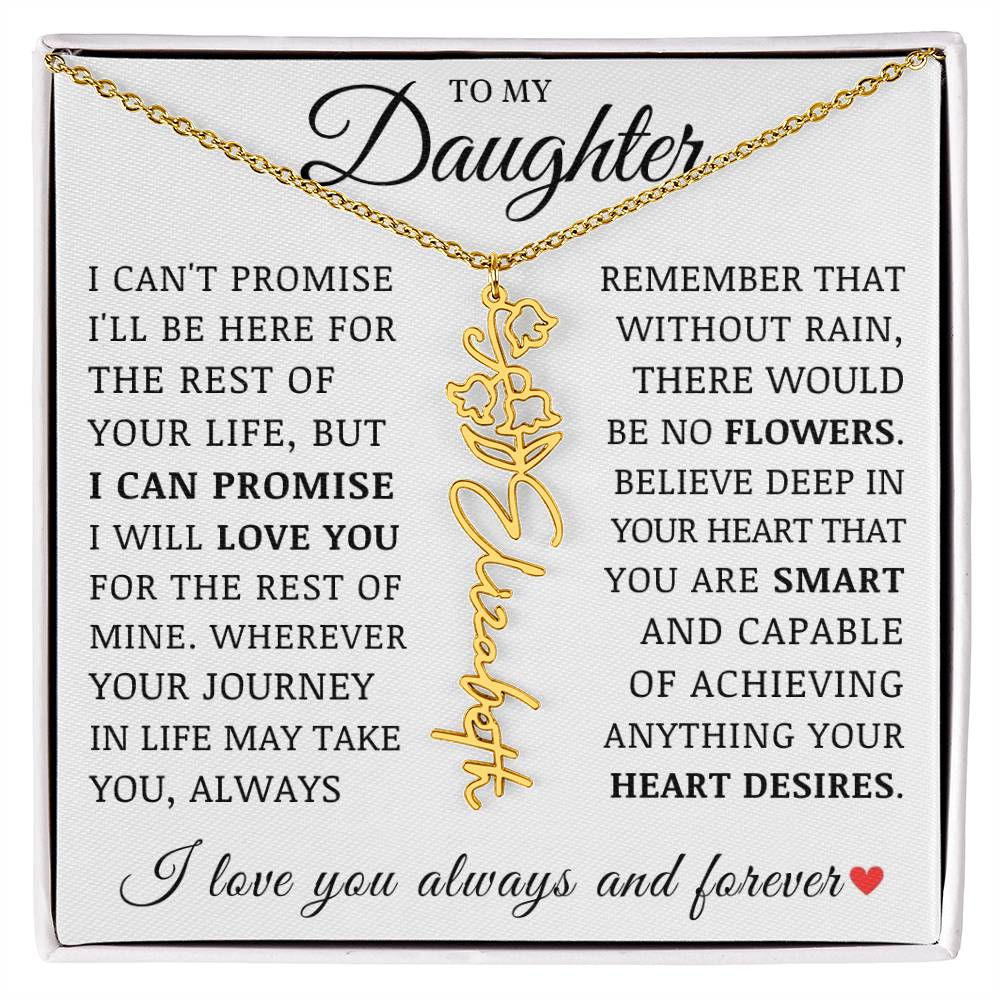 To My Daughter, Customized Name Necklace with Birth Flower, Birthday Christmas Graduation Gift for Her