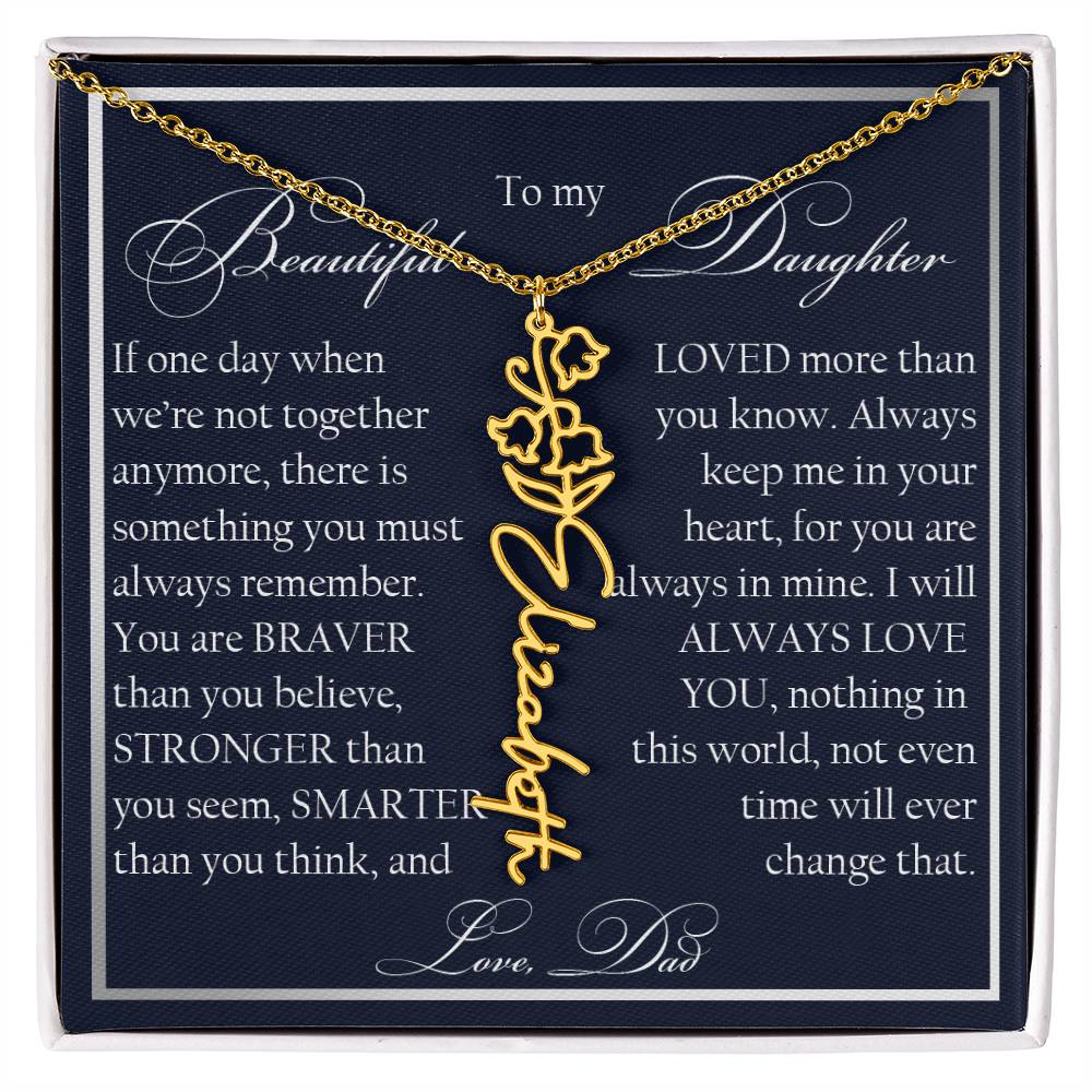 To My Beautiful Daughter, Name Flower Necklace