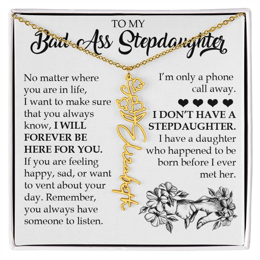 Personalized Daughter Keepsake Gift, Name Flower Necklace