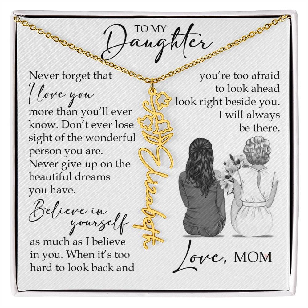 To My Daughter, Birth Flower Name Necklace
