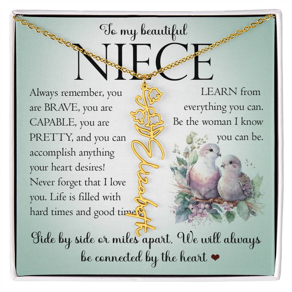 Niece Gift, Name Flower Necklace