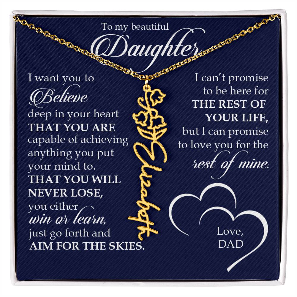 To My Beautiful Daughter, Name Flower Necklace