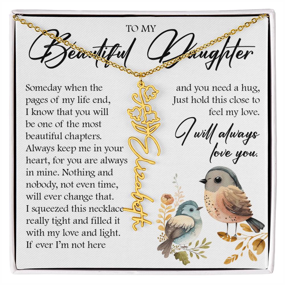 Custom Name Flower Necklace, Daughter Gift