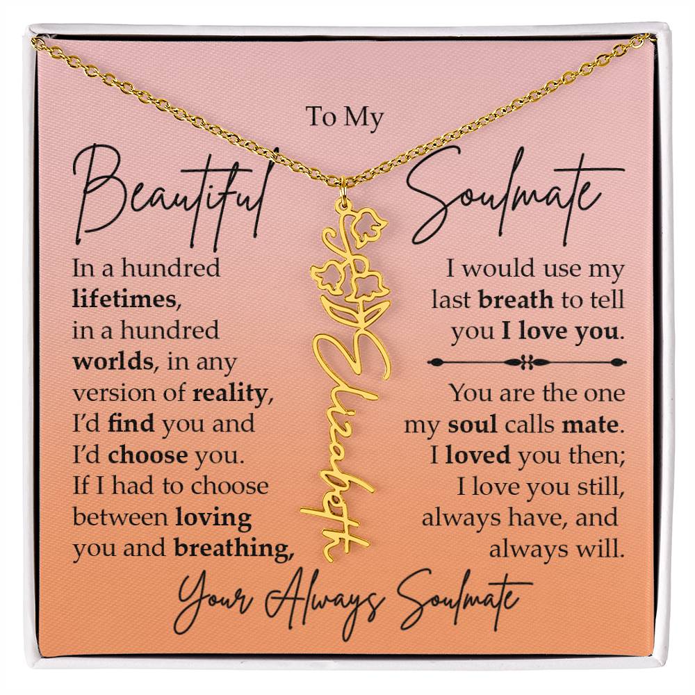 To My Beautiful Soulmate, Name Flower Necklace