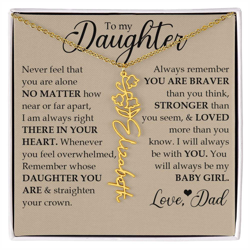 To My Daughter, Name Flower Necklace