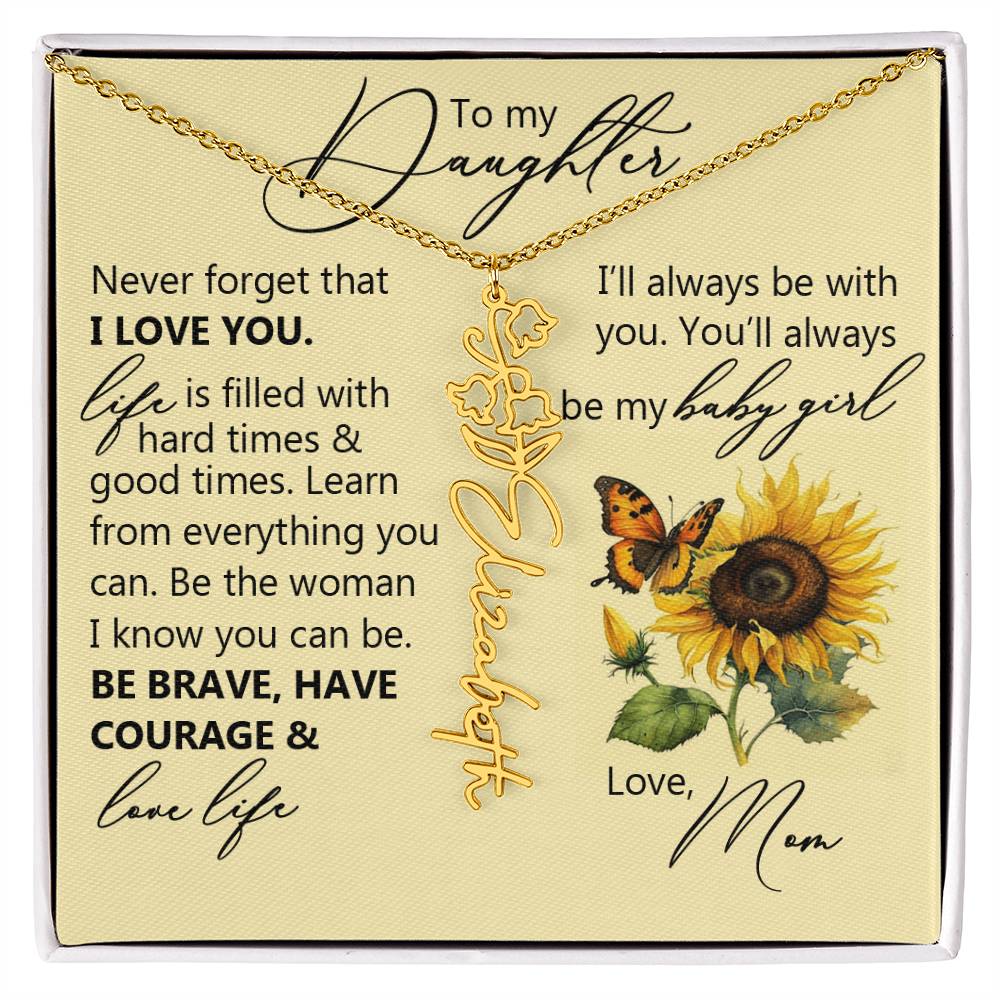 To My Daughter, Name Flower Necklace