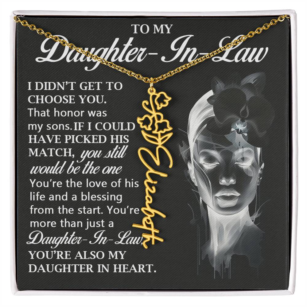 Daughter In Law Gift, Name Flower Necklace