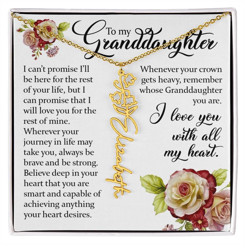To My Granddaughter, Name Flower Necklace
