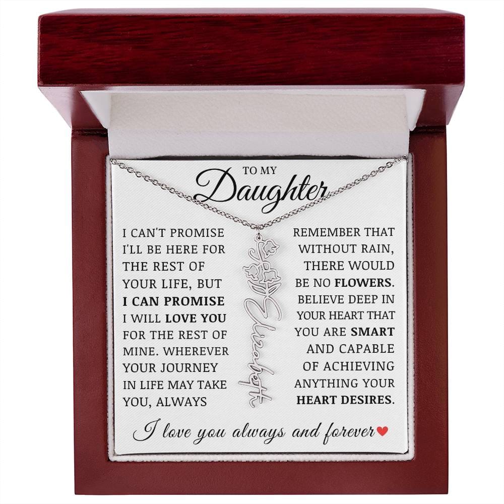 To My Daughter, Customized Name Necklace with Birth Flower, Birthday Christmas Graduation Gift for Her