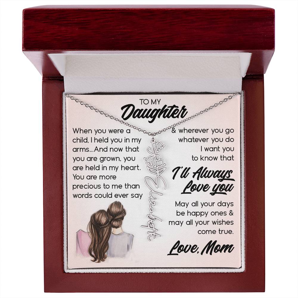 To My Daughter, Name Flower Necklace