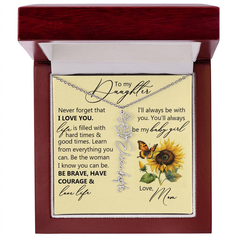 To My Daughter, Name Flower Necklace