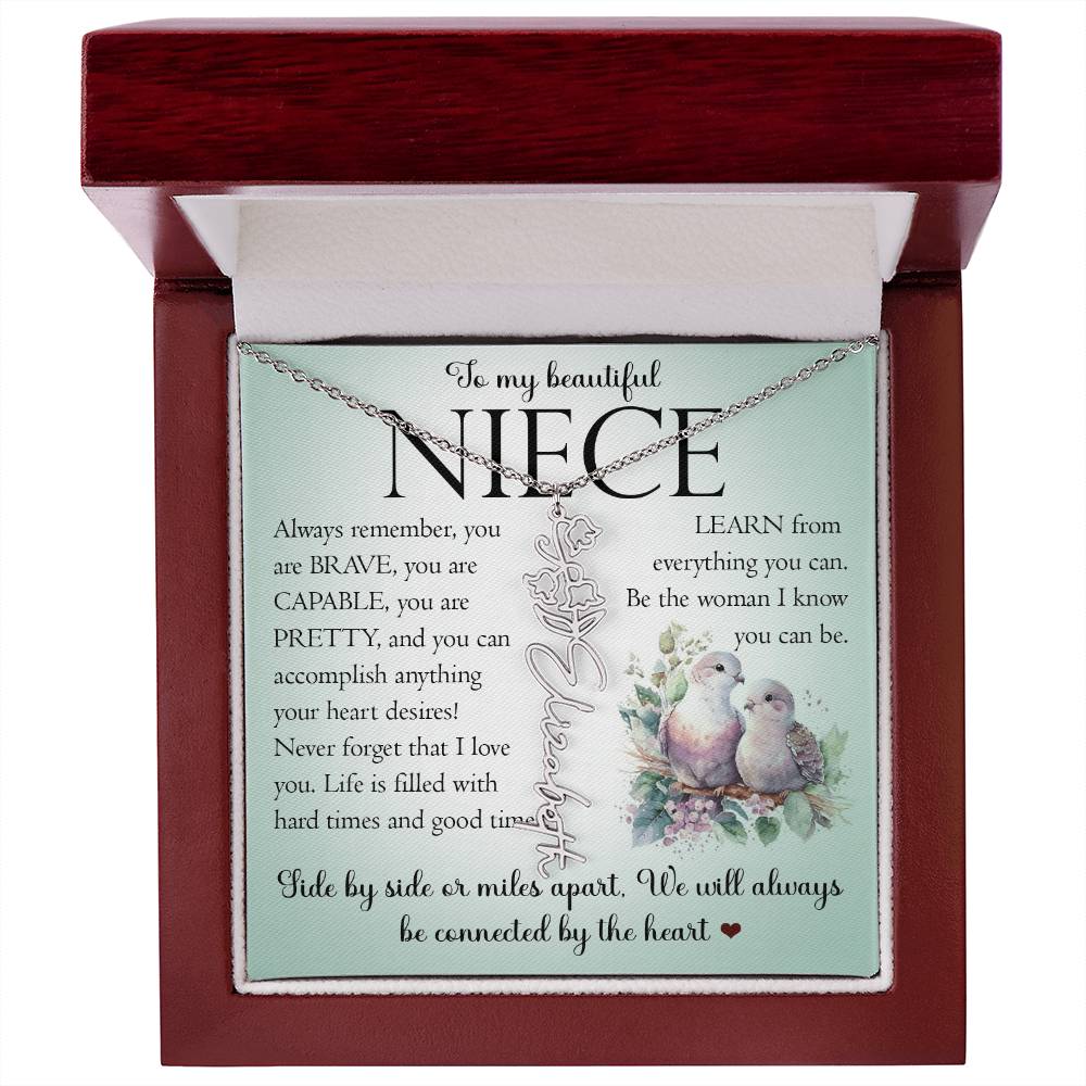 Niece Gift, Name Flower Necklace