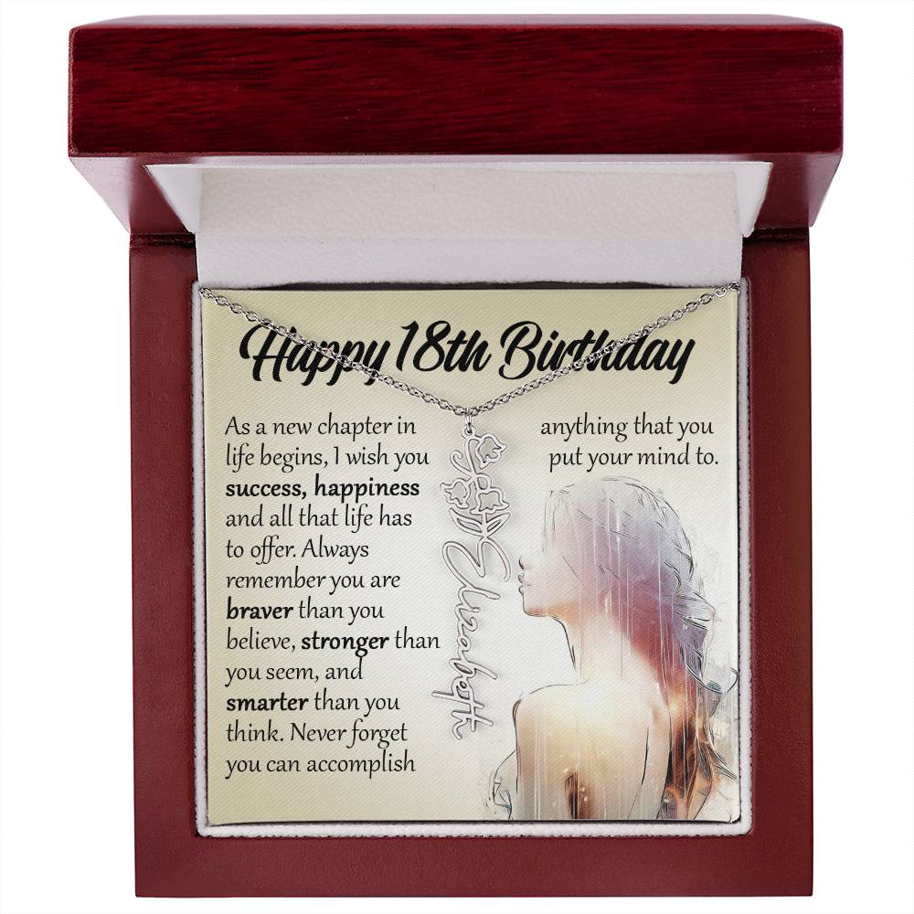 18th Birthday Gift, Custom Name Flower Necklace