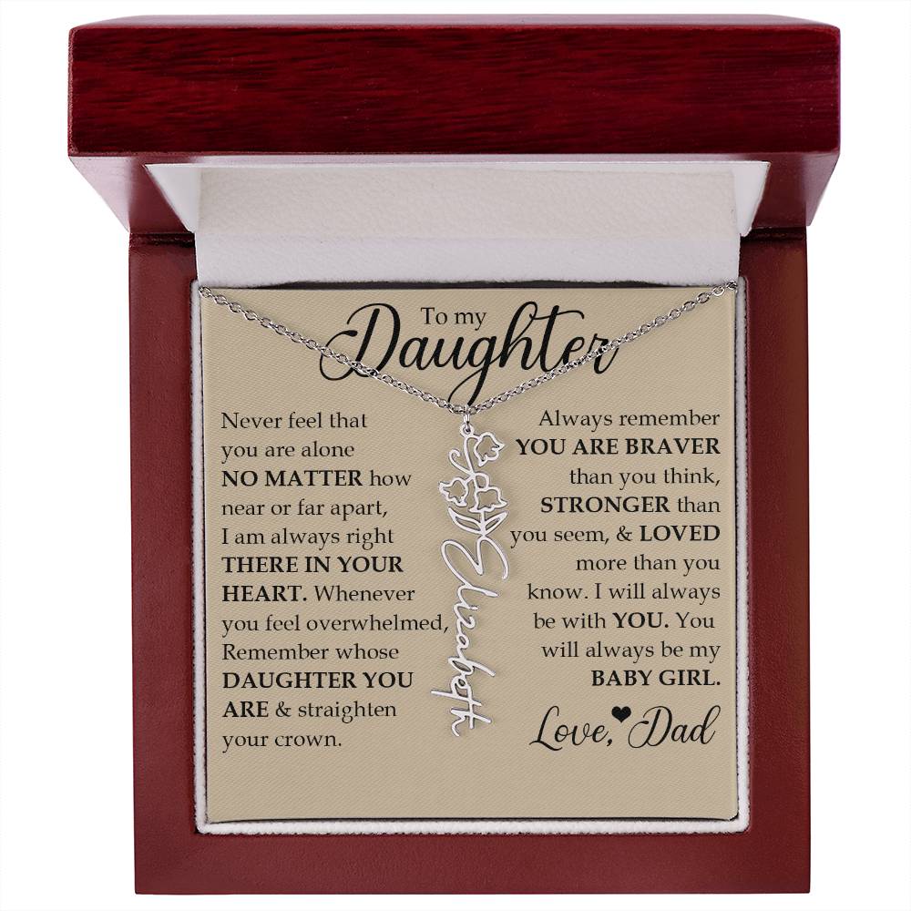 To My Daughter, Name Flower Necklace