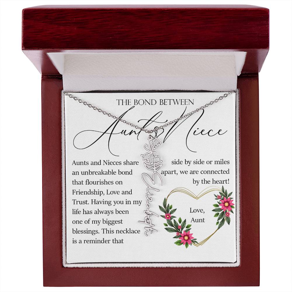 Aunt and Niece Gift, Name Flower Necklace