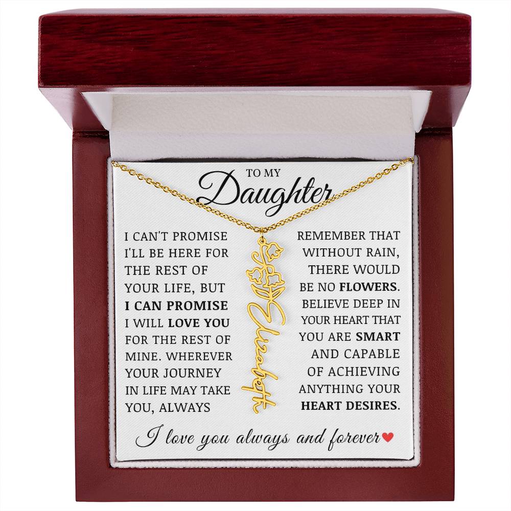 To My Daughter, Customized Name Necklace with Birth Flower, Birthday Christmas Graduation Gift for Her