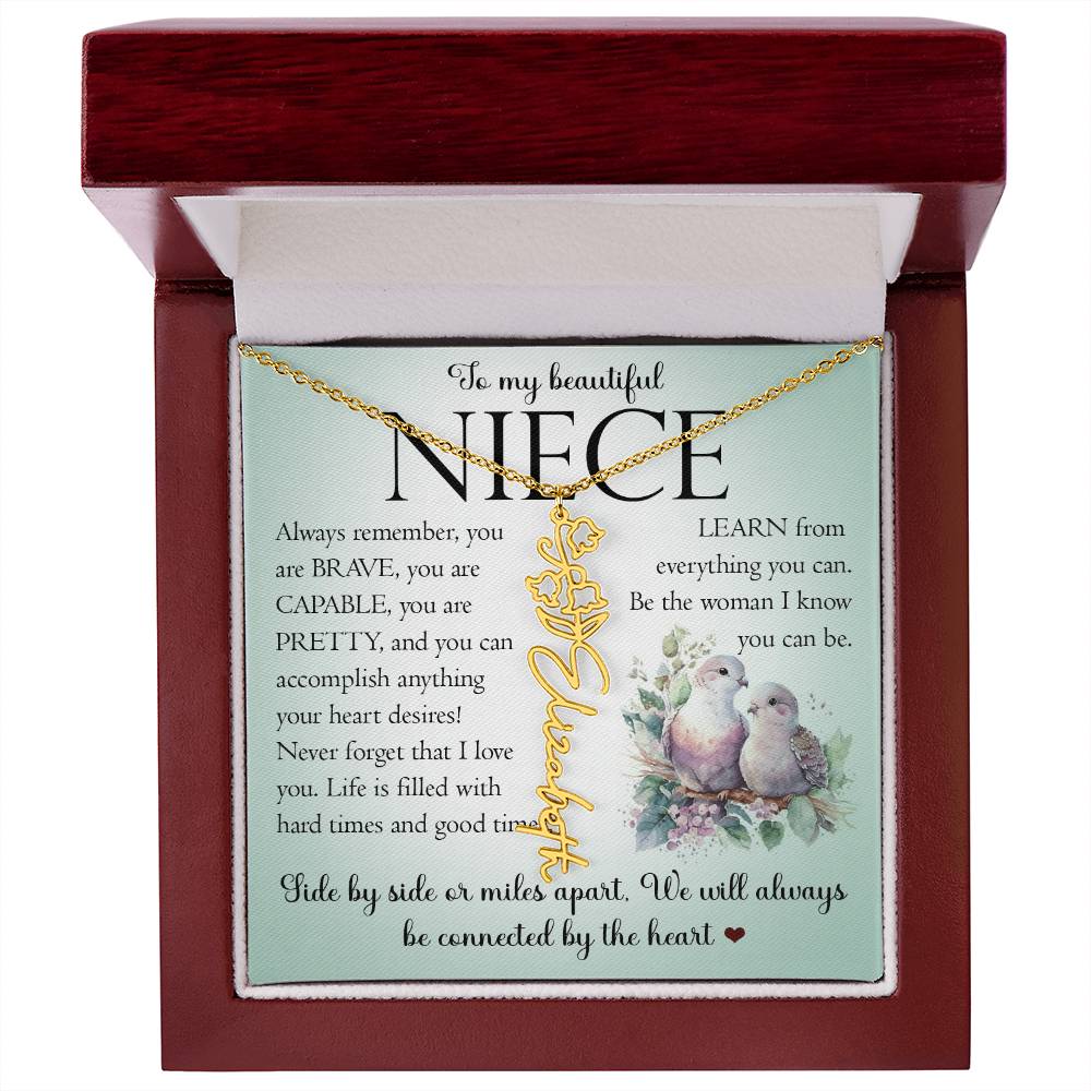 Niece Gift, Name Flower Necklace