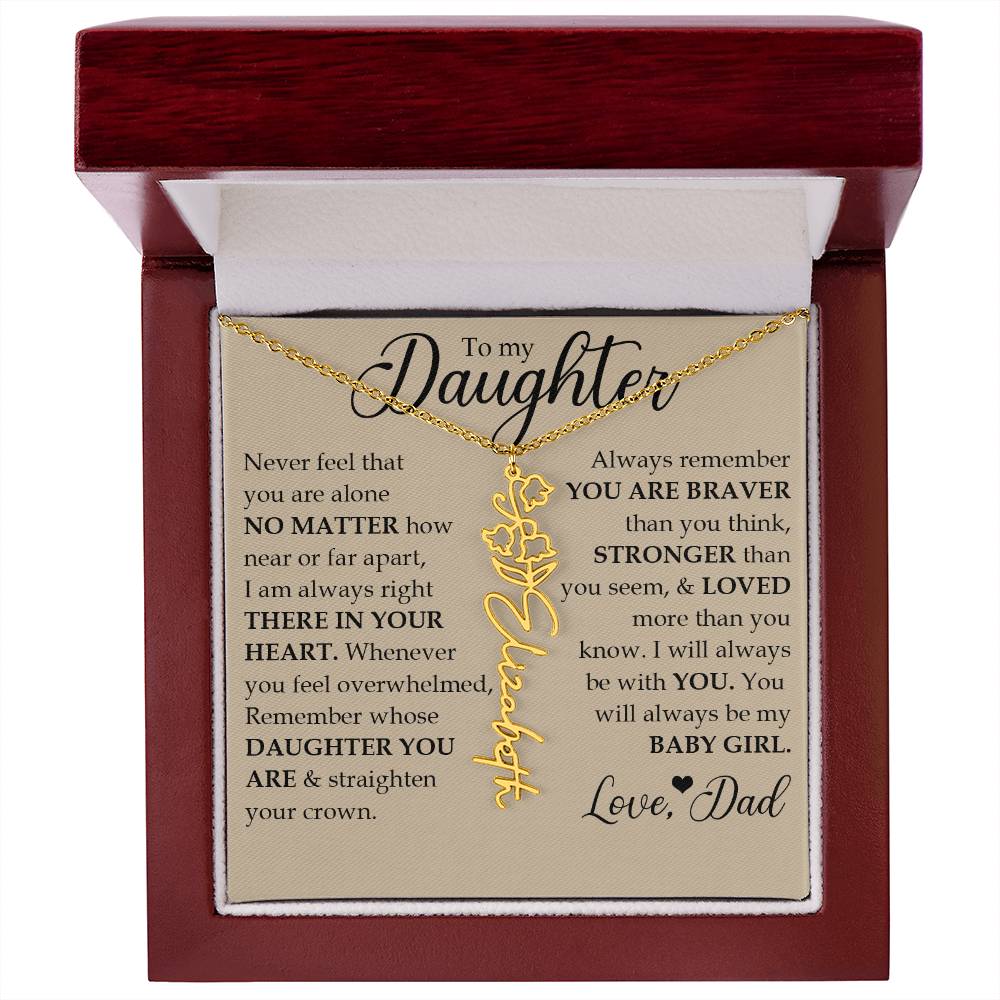 To My Daughter, Name Flower Necklace