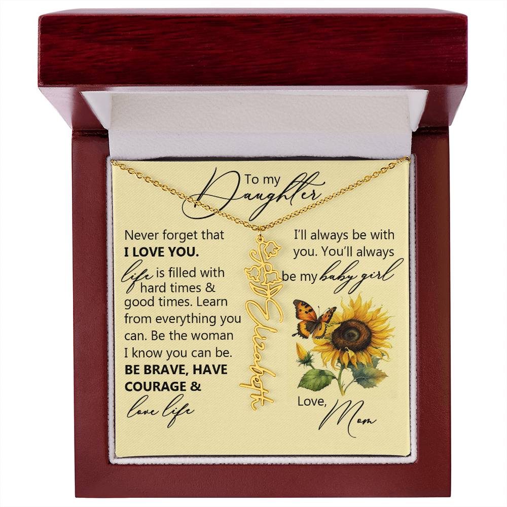 To My Daughter, Name Flower Necklace