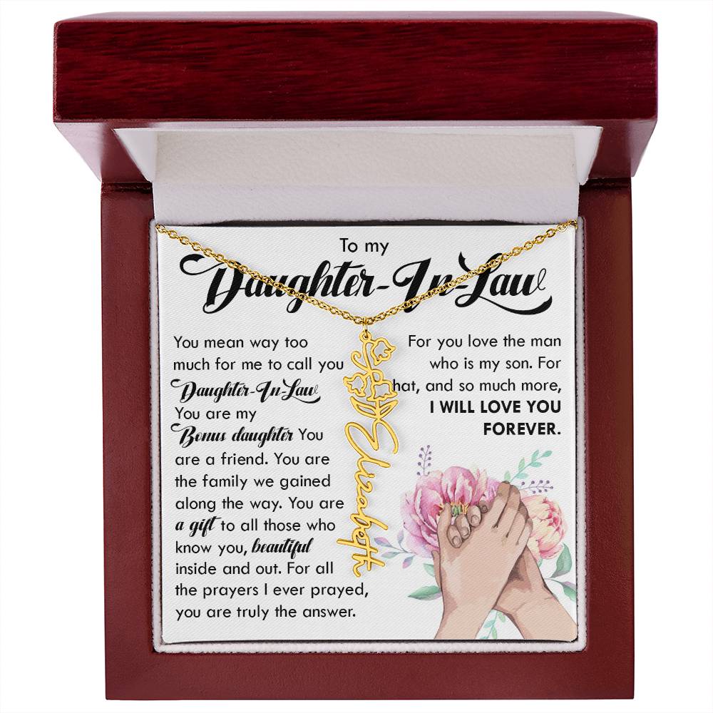 Bonus Daughter Gift, Custom Name Flower Necklace