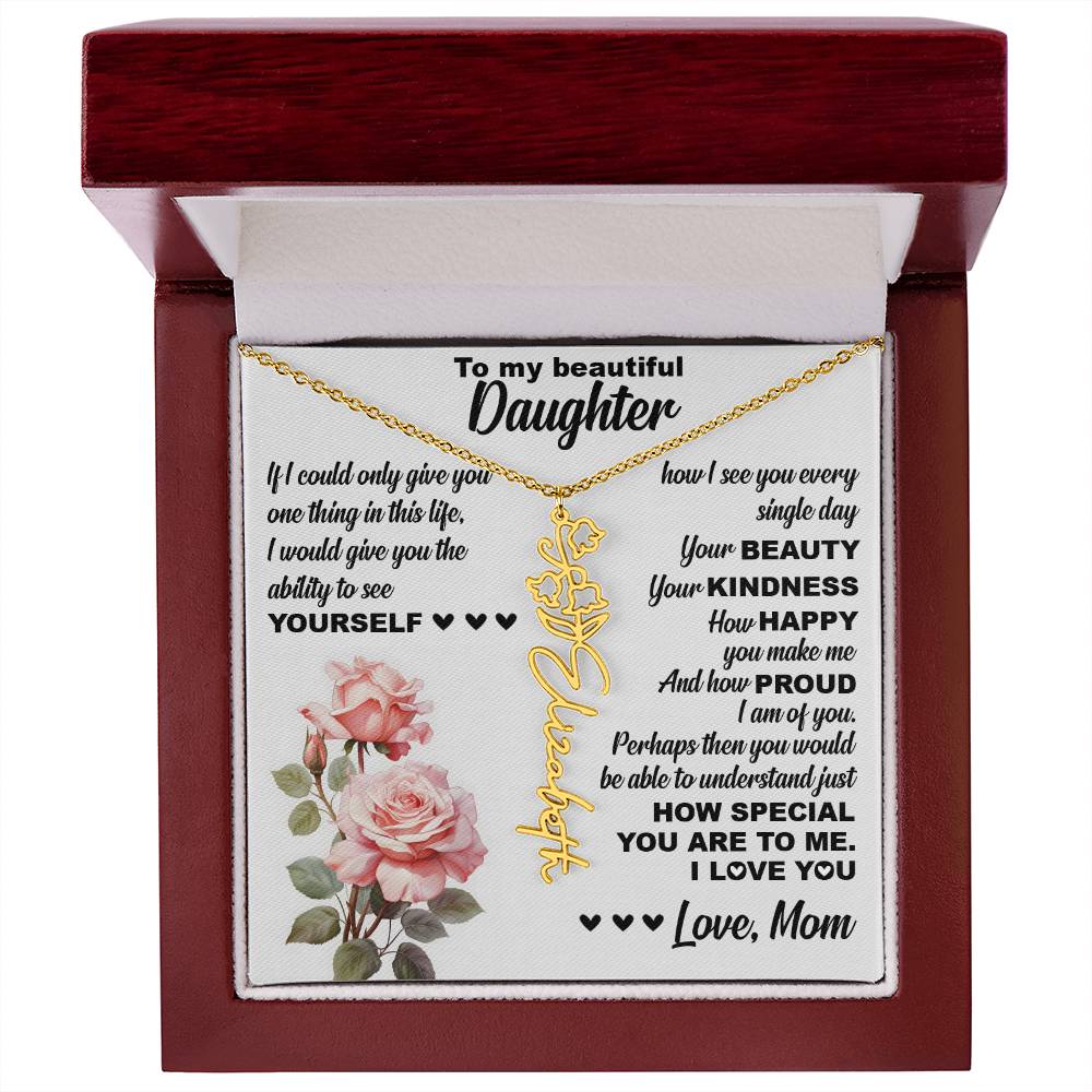 To My Beautiful Daughter, Birth Flower Name Necklace