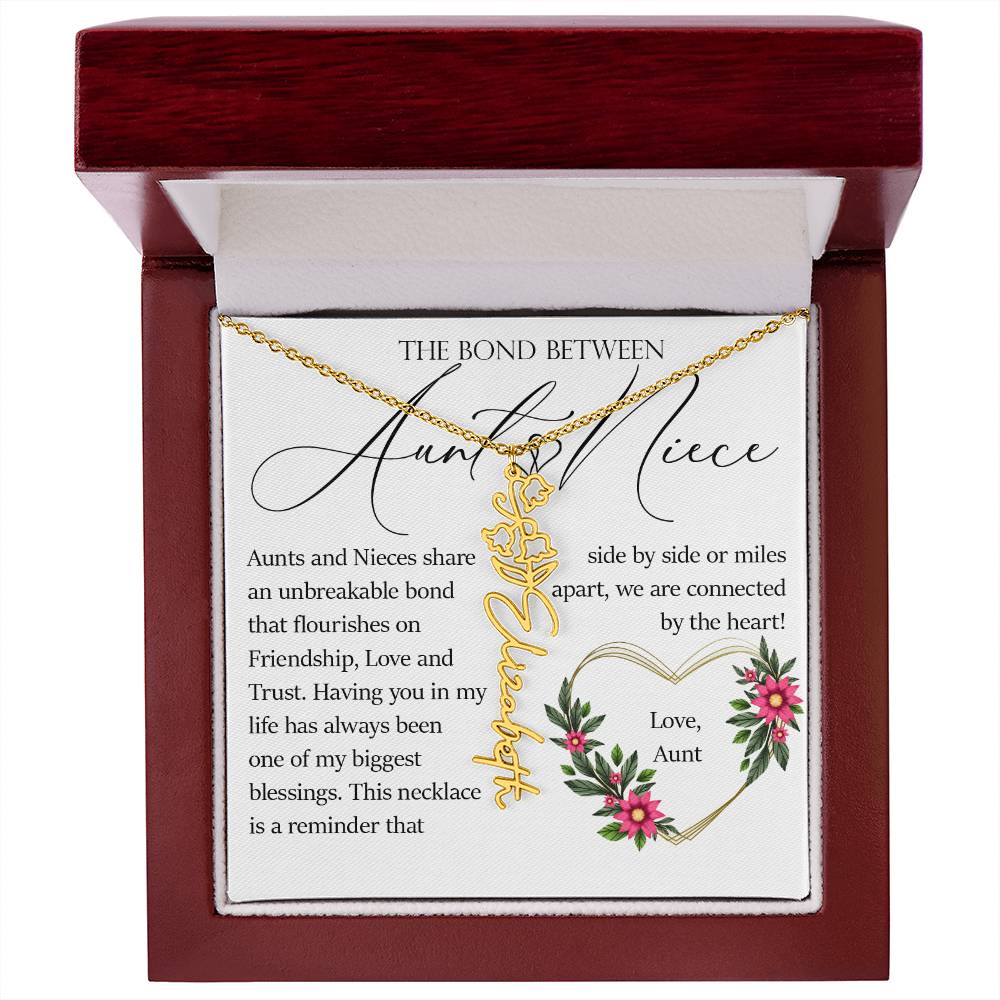 Aunt and Niece Gift, Name Flower Necklace