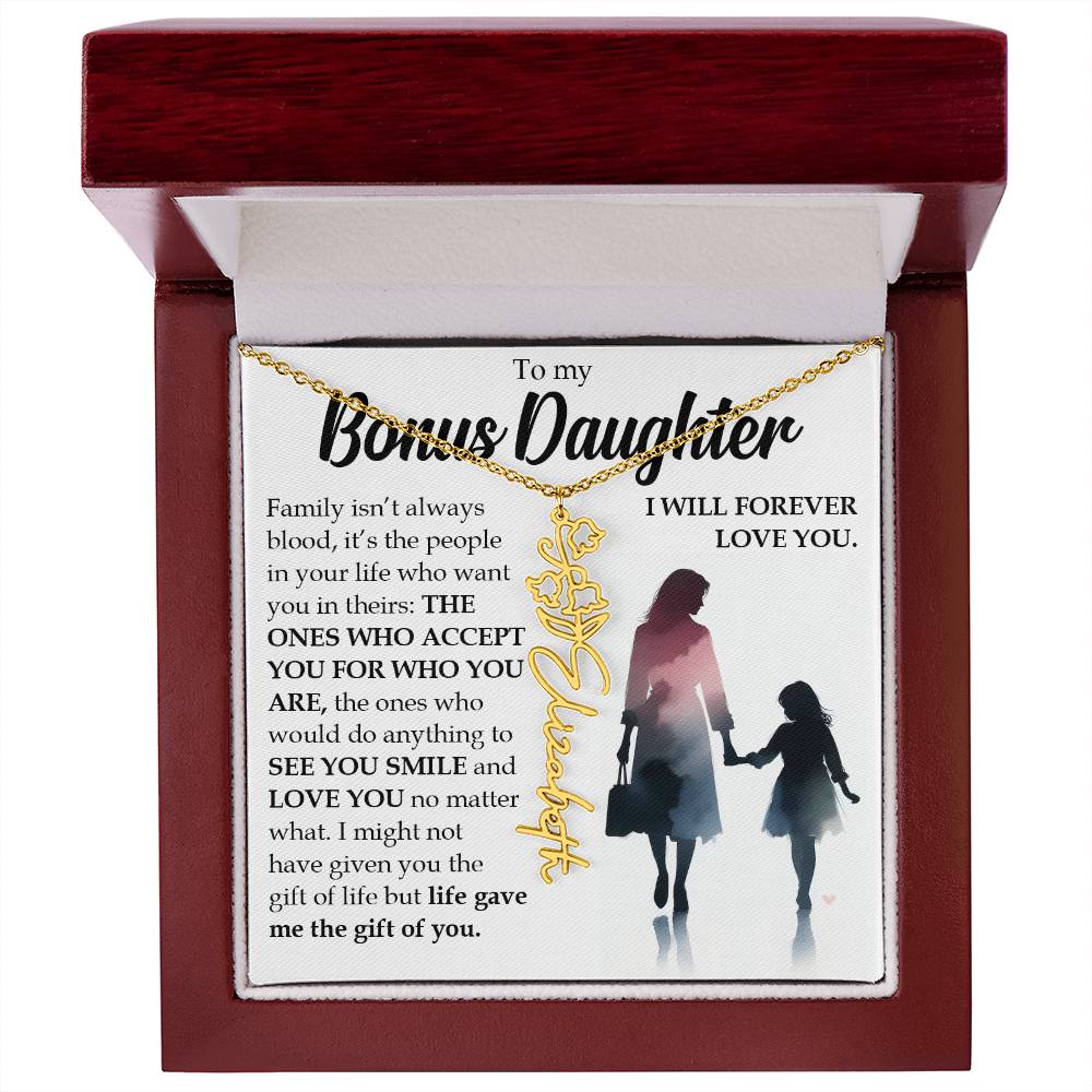 Bonus Daughter Gift, Name Flower Birth Month Necklace