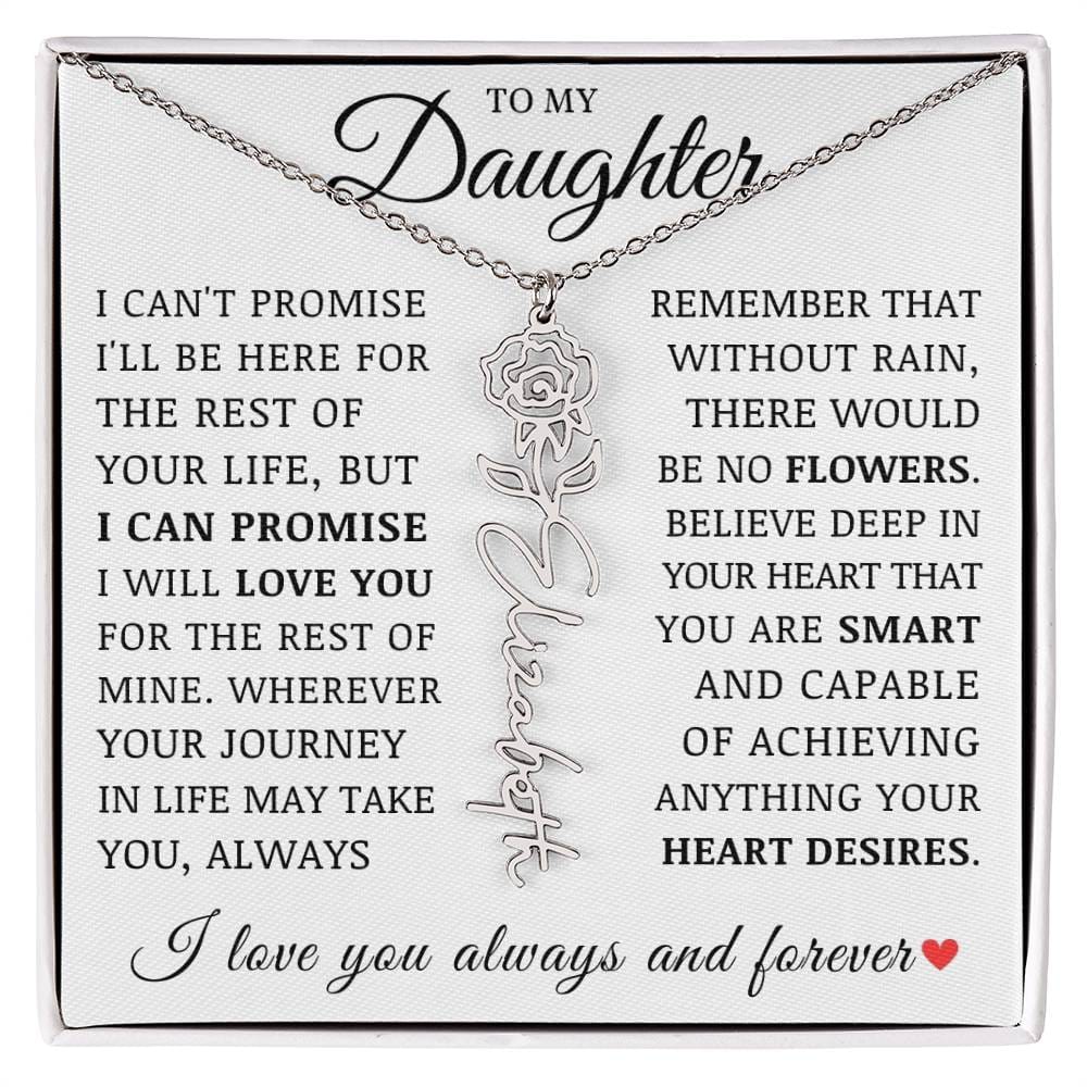 To My Daughter, Customized Name Necklace with Birth Flower, Birthday Christmas Graduation Gift for Her