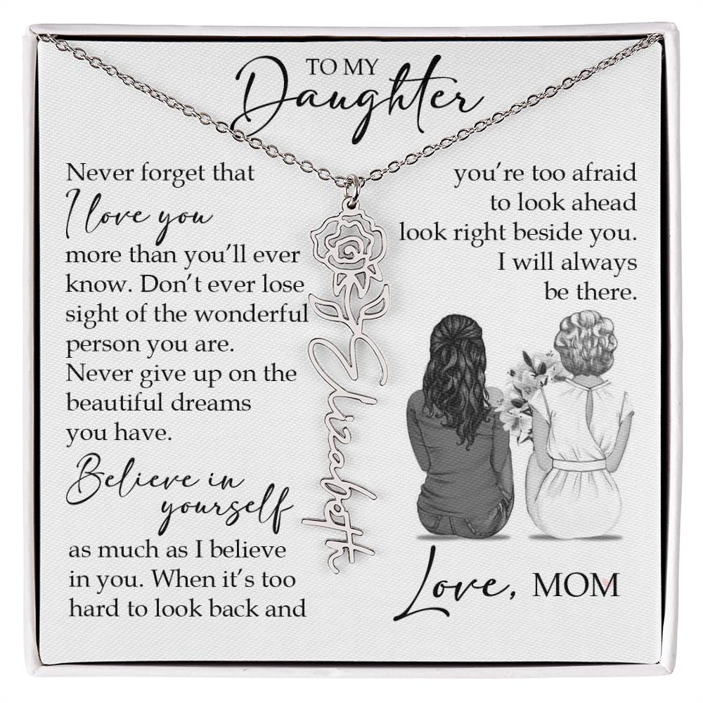 To My Daughter, Birth Flower Name Necklace