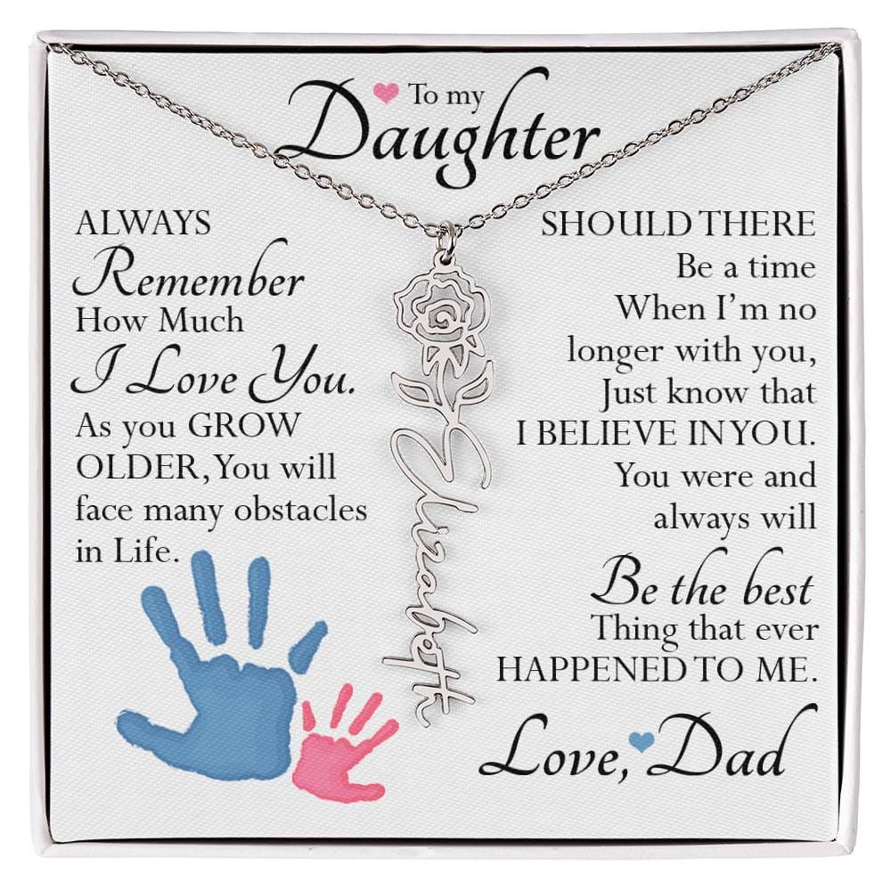 To My Daughter, Name Flower Necklace